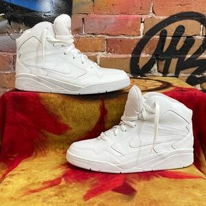 NIKE-men’s white AIR FLIGHT LITE Vintage lace-up basketball sneaker shoes
